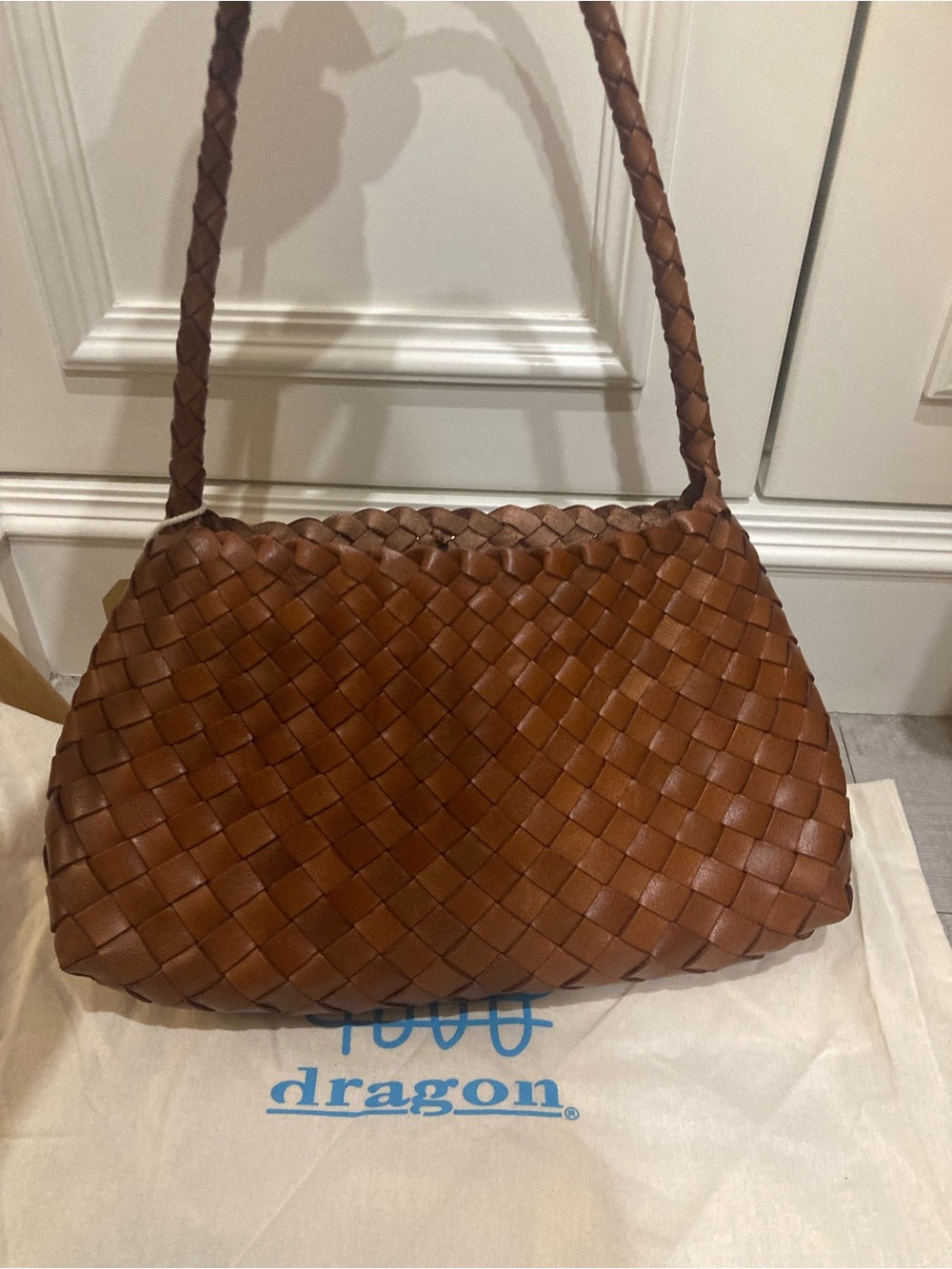 Dragon Diffusion Woven Shoulder Bag in Chestnut Brown 8943 - Picture 5 of 14